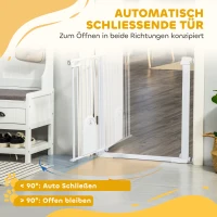 PawHut Absperrgitter für Haustiere, verstellbar, mit kleiner Tür, Stahl, Kunststoff, Weiß(m-5)