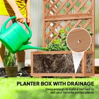 Outsunny Raised Garden Bed, Wooden Planter Box with Trellis for Climbing Plants Flowers, 72.5 x 31.5 x 150cm, Natural(m-5)