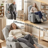 HOMCOM Power Lift Recliner Chair with Pocket Spring, Electric Lift Chair with Wide Backrest, Light Grey(m-5)