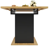 Telescopic Dining Table with 2 Pull-Out Drawers & Integrated Cabinet, Extendable Kichen Table for 4-6 people, 110-140L x 80W x 76H cm, Black(m-12)