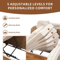 Outdoor Wicker Double Chaise Lounge with Openable Adjustable Canopy, Modern Garden Furniture Set for Patio, 160L x 192W x 137H cm, Beige(m-6)