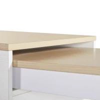 Modern Bar Table with 6 Adjustable Shelves and Storage Cabinet, Extendable Dining Table for 4–6 People, 118-180L x 50W x 94H cm, White(m-10)