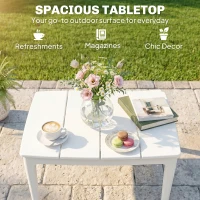 Outsunny Bijzettafel 70 x 53cm weerbestendig Kunststof Balkontafel 35kg Draagvermogen Crèmekleurig(m-4)
