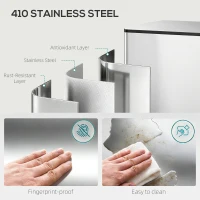 HOMCOM 60L Dual Compartment Stainless Steel Bin, with Deodoriser Holders - Silver Tone(m-6)