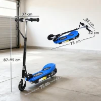 HOMCOM Patinete Eléctrico Plegable para Niños y Adolescentes de +7 Años con Manillar Ajustable en Altura 78x37x87-95 cm Azul(m-3)
