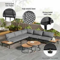 Modular Garden Sofa Set with Washable Zip-Off Cushion Covers, Versatile Garden Lounge Set for Patio, 160L × 64W × 75H cm, Gray(m-5)