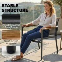 Outsunny 4 Seater Garden Furniture Set with Loveseat, Armchairs, Table, Metal Garden Sofa Set with Breathable Seats, Grey(m-6)