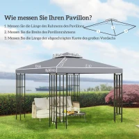 Outsunny Zamienny dach do pawilonu 3 x 3 m, wodoodporny, dwupoziomowy dach z otworami drenażowymi, jasnoszary(m-3)
