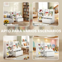 AIYAPLAY Estantería Infantil para Juguetes con 6 Cajas Extraíbles 3 Estantes Abiertos y Cajón Inferior con Ruedas para Guardería(m-6)