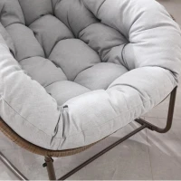 Schaukel-Eiersessel mit dickem Sitzkissen, Indoor & Outdoor Comfy Rocker Chair, 111x94.5x80 cm, Hellgrau(m-7)