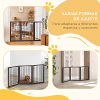 PawHut Barrera de Seguridad Plegable de 3 Paneles 160x76 cm Rejilla de Protección para Perros Pequeños para Puertas Escaleras Pasillos Café Oscuro(m-5)
