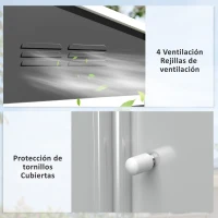Outsunny Cobertizo de Jardín Exterior 3,6 m² 236x171x191 cm con Puertas Correderas y Ranuras de Ventilación Gris Oscuro(m-6)