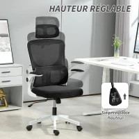 Vinsetto Fauteuil de bureau pivotant 360° avec appui-tête réglable et support lombaire - hauteur d'assise réglable noir(m-4)