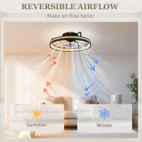 HOMCOM Wentylator sufitowy z lampą i pilotem, 48 cm LED, 3 temperatury światła, 6 prędkości, timer, czarny(m-7)