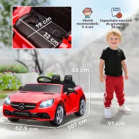 AIYAPLAY Mașină Electrică pentru Copii Licențiată Mercedes SLC 300 cu Telecomandă, din PP și Metal, 107x62.5x44 cm, Roșie(m-3)