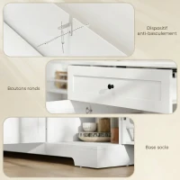 HOMCOM Buffet cuisine, meuble de rangement avec tiroir, 4 portes à fermeture douce, racks-porte et étagères réglables, blanc(m-8)