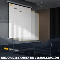 HOMCOM Pantalla de Proyector Manual 120 Pulgadas Pantalla de Proyección Portátil Formato 1:1 para Interior y Exterior Cine en Casa Patio 207x207 cm Blanco(m-6)