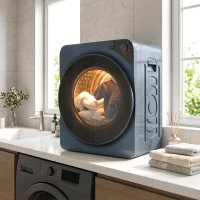 HOMCOM Secadora de evacuação compacta, secadora elétrica 1000 W 5 Kg, 5 modos de secagem, tambor em aço inoxidável, azul(m-2)