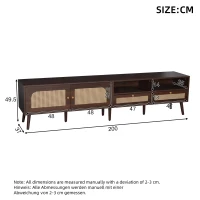 Modern TV Entertainment Centre with 2 Drawers & 2 Cabinets, Sturdy Media Cabinet for Living Rooms, 200L x 37W x 49.5H cm, Wood(m-3)