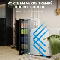 HOMCOM Réfrigérateur à boissons 93 L, frigo à boissons 115 canettes, porte vitrée, étagères réglables, éclairage LED, noir(m-6)