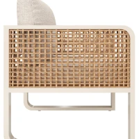 Modular Garden Lounge Set with Thick Elastic Foam Cushions, Versatile Garden Sofa Set with Glass Side Table, 178L x 61W x 76H cm, Beige(m-10)