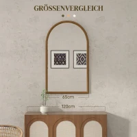 HOMCOM Espejo de Pared 65x110 cm con Marco de Madera en Forma de Ventana Espejo Decorativo para Salón Dormitorio Marrón Oscuro(m-6)