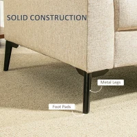 HOMCOM Sofa 2-osobowe, tapicerka lniana, metalowe nogi, poduszki(m-7)