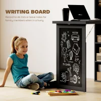 HOMCOM Three-Part Work Desk, with Storage and Chalkboard - Black(m-7)
