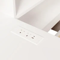 Multi-Functional Single Daybed with Bookcase & Computer Desk, Space-Saving Bed Frame with Ergonomic Desk, 63L x 114W x 100H cm, White(m-11)