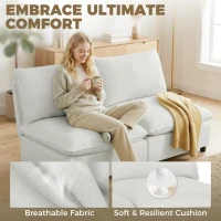 HOMCOM 2-osobowa sofa, 146 cm modułowa sofa z ekoskóry z szerokim i głębokim siedziskiem, grubymi poduszkami, łatwy montaż, Szara(m-6)