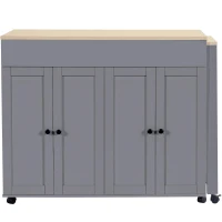 Space‑Saving Dining Table with 6 Adjustable Shelves & Storage Cabinet, Extendable Bar Table for 4–6 People, 118L-180 x 50W x 94H cm, Gray(m-13)