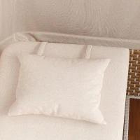 Outdoor Wicker Double Chaise Lounge with Openable Adjustable Canopy, Modern Garden Furniture Set for Patio, 160L x 192W x 137H cm, Beige(m-8)