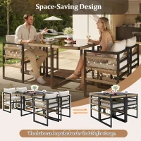 Hand-Woven Garden Sofa Set with Foam Cushions, Stylish Garden Lounge Set for 4 People, 110L x 110W x 74H cm, Beige+Black(m-4)