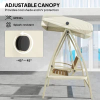 Huśtawka ogrodowa 2-osobowa, z regulowanym daszkiem, stalowa(m-4)