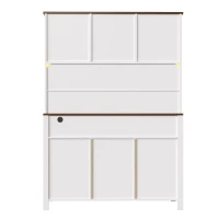 Tall Kitchen Cabinet with Integrated 2 AC + 2 USB Power Strip, Modern Sideboard with 4 Doors & 3 Drawers, 120L x 40W x 170H cm, White(m-13)