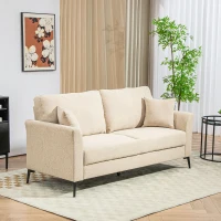 HOMCOM Sofa 2-osobowe, tapicerka lniana, metalowe nogi, poduszki(m-2)
