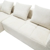 Modular L-Shaped Sofa with Deep Seating and Sleeper Function, Upholstered Lounge Couch for Living Area, 250L x 158W x 60H cm, Beige(m-10)