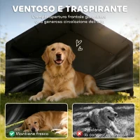 PawHut Cuccia per Cani Taglia Piccola, Media e Grande da Esterno in Tessuto Oxford, 125x110x93 cm, Nero(m-6)