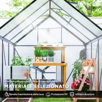 Outsunny Serra in Policarbonato e Alluminio con Porta a Battente e Finestra a Tetto, 3.6㎡, Grigio(m-4)