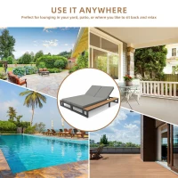 Outdoor Patio Daybed with 4-Position Adjustable Backrest, Multifunctional Waterproof Sofa Bed for Terraces, 184L x 79.5W x 73H cm, Gray(m-6)