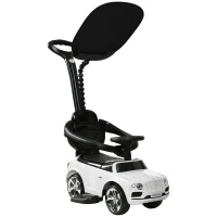 AIYAPLAY Rutschauto 3-in-1 z daszkiem, białe, z rączką do pchania(m-1)
