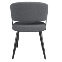 Set of 4 Modern Dining Chairs with Ergonomic Lumbar Support, Upholstered Fabric Chairs with Curved Backrest, 54L x 50W x 81.5H cm, Gray(m-10)