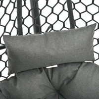 Eiförmiger Hängesessel mit Ständer, Schaukelstuhl mit verstellbarer Fußstütze, Gartenhängstuhl mit Sitzauflage & Kissen, 140 x 94 x 197 cm, Grau(m-8)