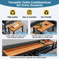 Modular Outdoor Garden Sofa Set with Aluminium Frame, Sturdy Lounge Set with Acacia Wood Coffee Table, 150L x 81.5W x 76H cm, Gray(m-5)