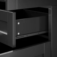 Freestanding Display Cabinet with Adjustable Shelves & Soft-Close Hinges, Tall Sideboard for Living Area, 140L x 38.5W x 175H cm, Black(m-11)