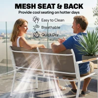 Outsunny 4 Seater Garden Furniture Set with Loveseat, Armchairs, Table, Metal Garden Sofa Set with Breathable Seats, Khaki(m-5)