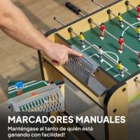 SPORTNOW Futbolín para Niños de Madera Mesa de Futbolín con 2 Marcadores 6 Barras 18 Jugadores 75x66x75 cm Natural(m-6)