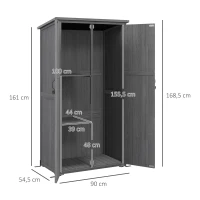Outsunny Armoire de jardin, abri jardin sur pied, avec 2 étagères, toit incliné et bitumé, en bois massif, 90x54,5x168,5cm, gris(m-3)