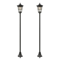Outsunny Set de 2 Farolas Solares de Jardín con Altura Ajustable 2 Modos de Brillo IP44 Impermeable para Terraza Patio Negro
