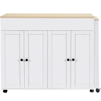 Modern Bar Table with 6 Adjustable Shelves and Storage Cabinet, Extendable Dining Table for 4–6 People, 118-180L x 50W x 94H cm, White(m-13)